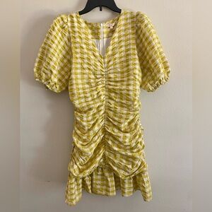 Skies Are Blue Mustard Checkered Dress